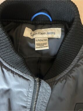 Calvin Klein Black Bomber Jacket with Ribbed Collar